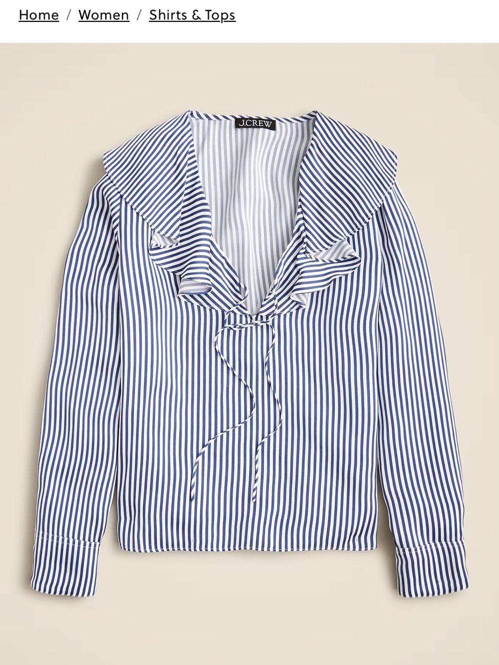 J. Crew Navy & White Goldie top in striped satin Small